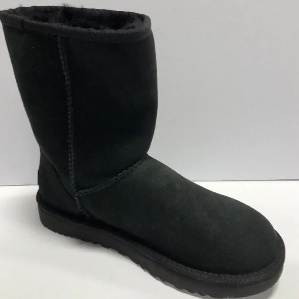 UGG Women's Classic Short II Boots Black Suede, Size 7 M